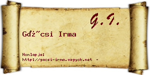 Gácsi Irma névjegykártya